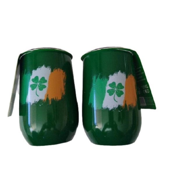 Stainless Steel Hot Cold Tumblers Coffee Tea Wine, Irish Ireland, set of 2 - Picture 1 of 6